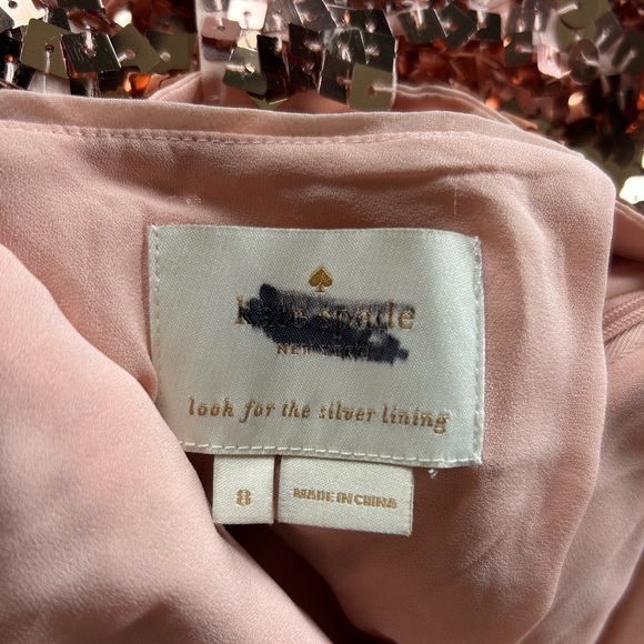 Kate Spade Rose Gold Sequin Bow Cutout Back Sleeveless Mini Dress Size 8 - Picture 14 of 16